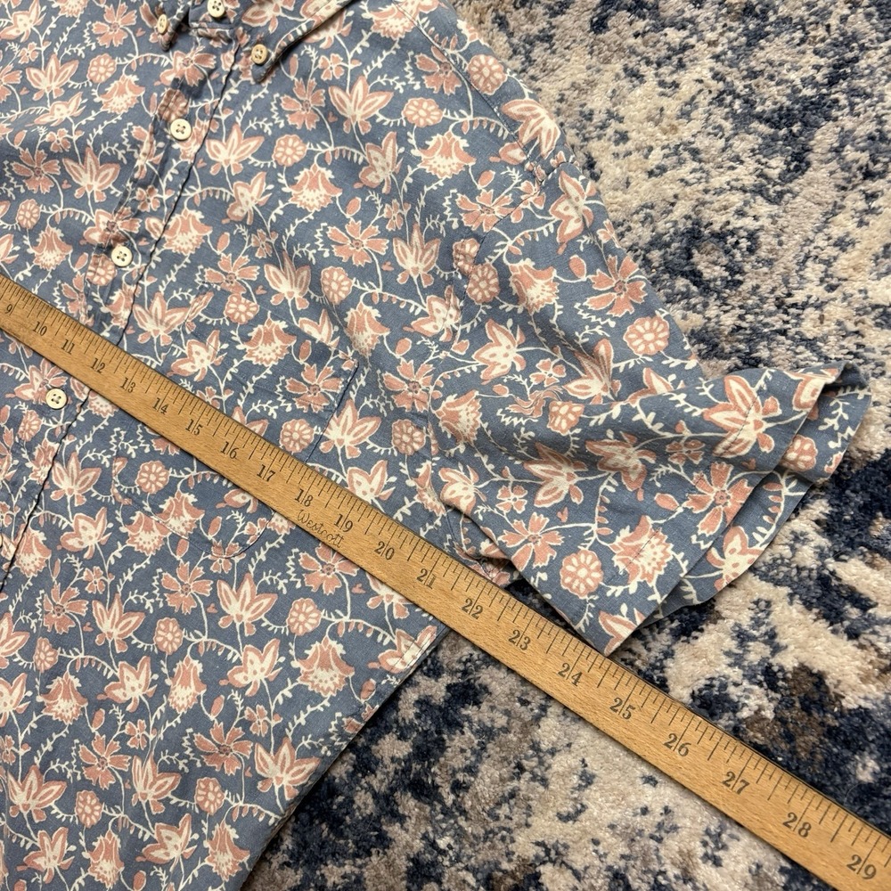 Faherty Shirt Mens Small Floral Button Up Hemp Tencel Short Sleeve Beach - Picture 5 of 7